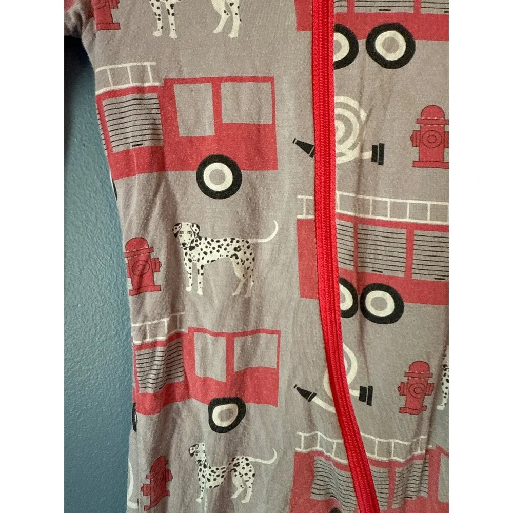 KicKee Pants Fire Truck Dalmatian Bamboo Zipper Footless Sleeper 9-12 Months